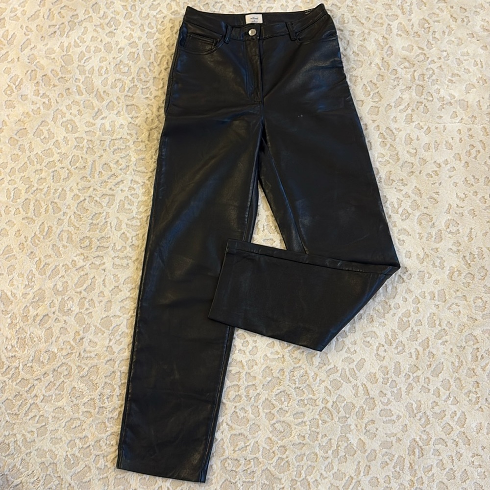 Black aritzia faux leather pants